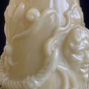 Pair of vintage Vierzon beige opaline vases
