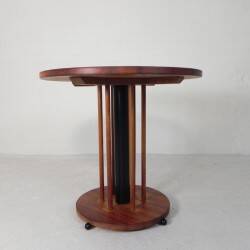 Vintage teak table with 6 narrow and 1 wide style, 1980s.