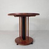 Vintage teak table with 6 narrow and 1 wide style, 1980s.