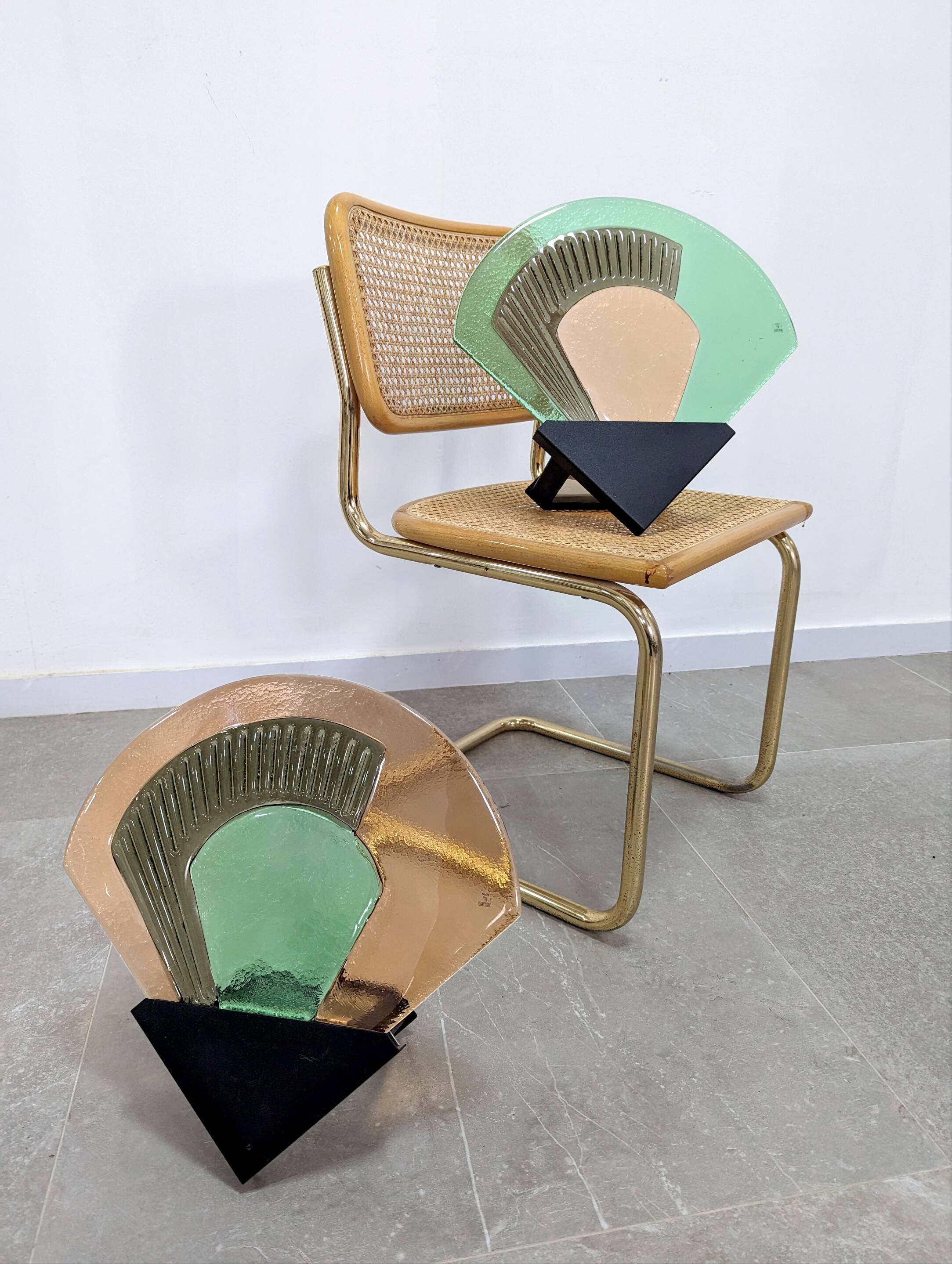 Pair of Vetri Murano Glass Wall Sconces, Italy, 1980s