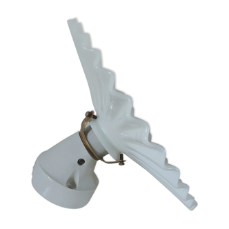 Porcelain Wall Lamp with White Pleated Opaline