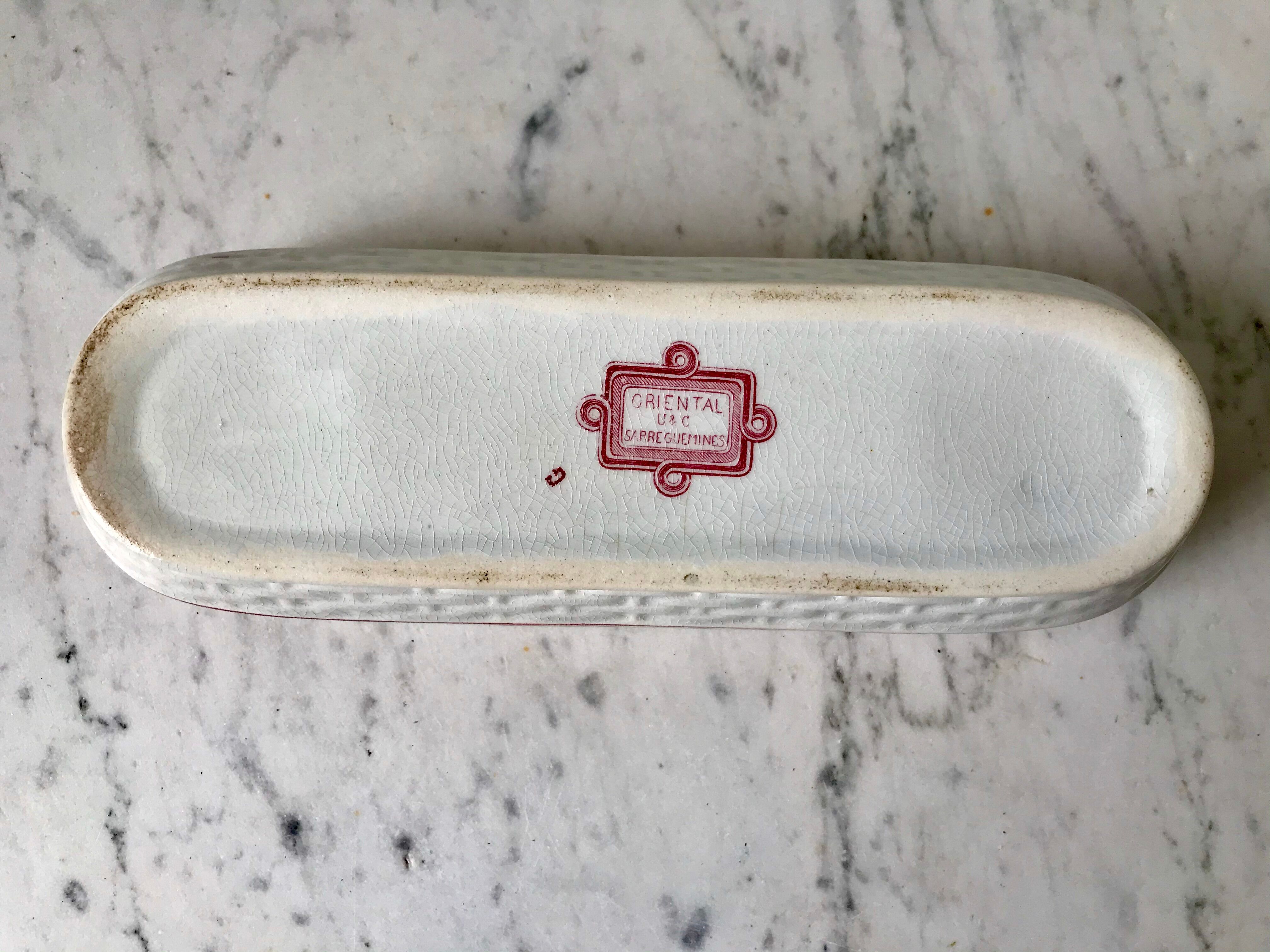 Soap dish / toilets Terre de Fer Sarreguemines oriental model early twentieth century