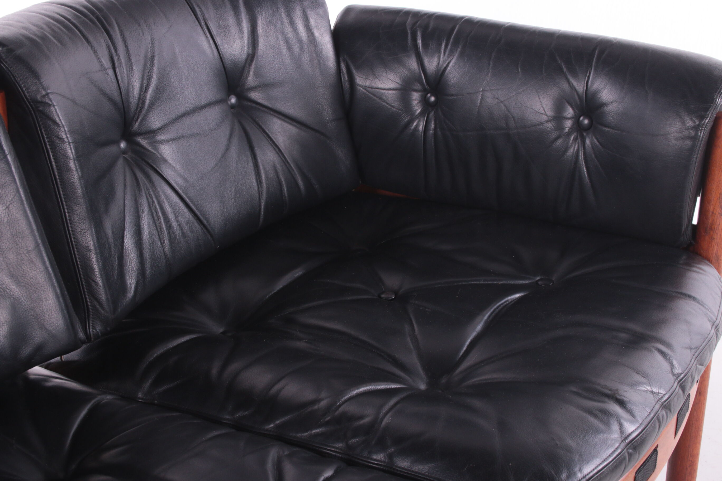Vintage black leather 2 seater sofa by Sven Ellekaer for Coja, 1960s