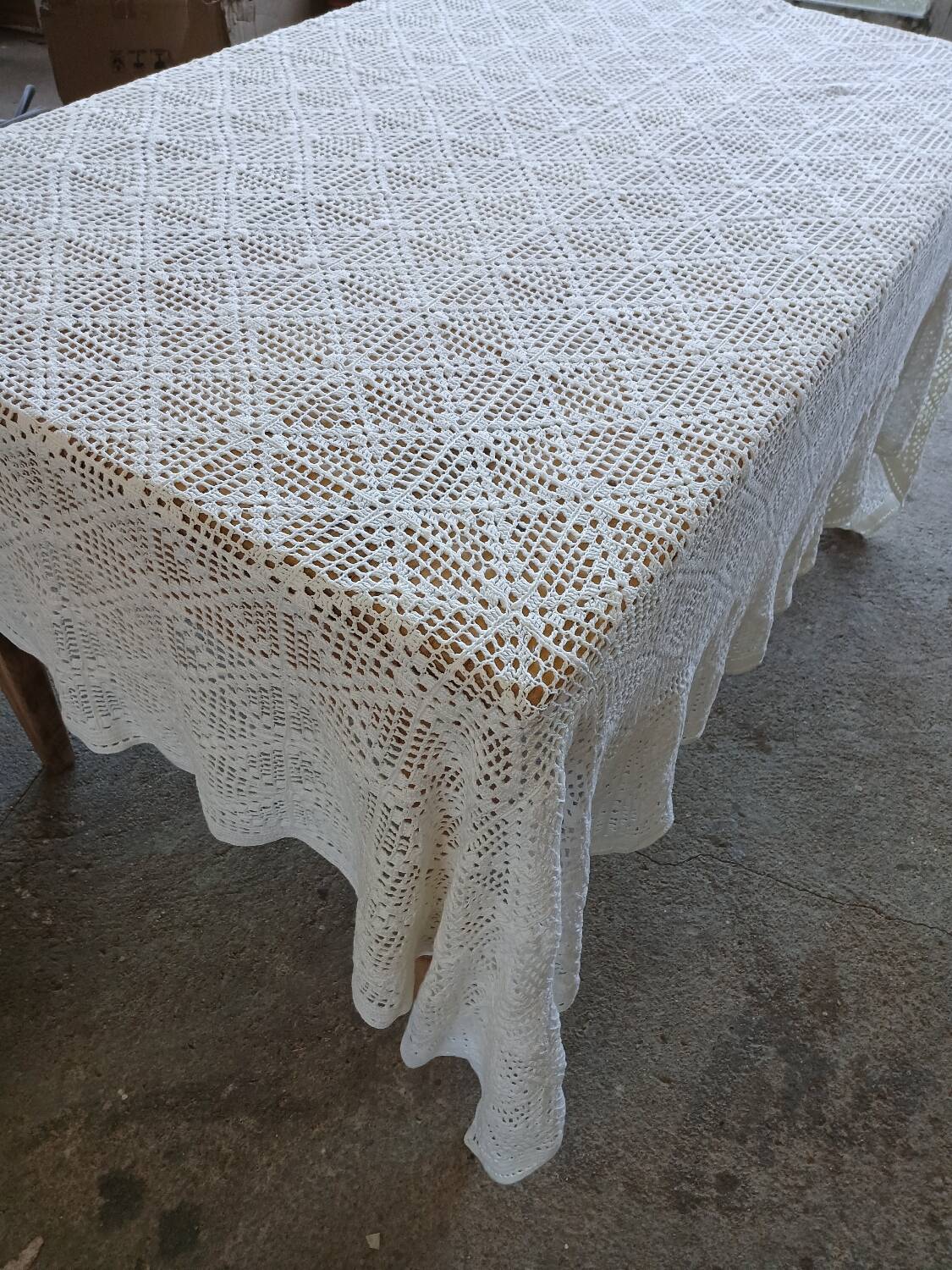 Handmade crochet antique bedspread