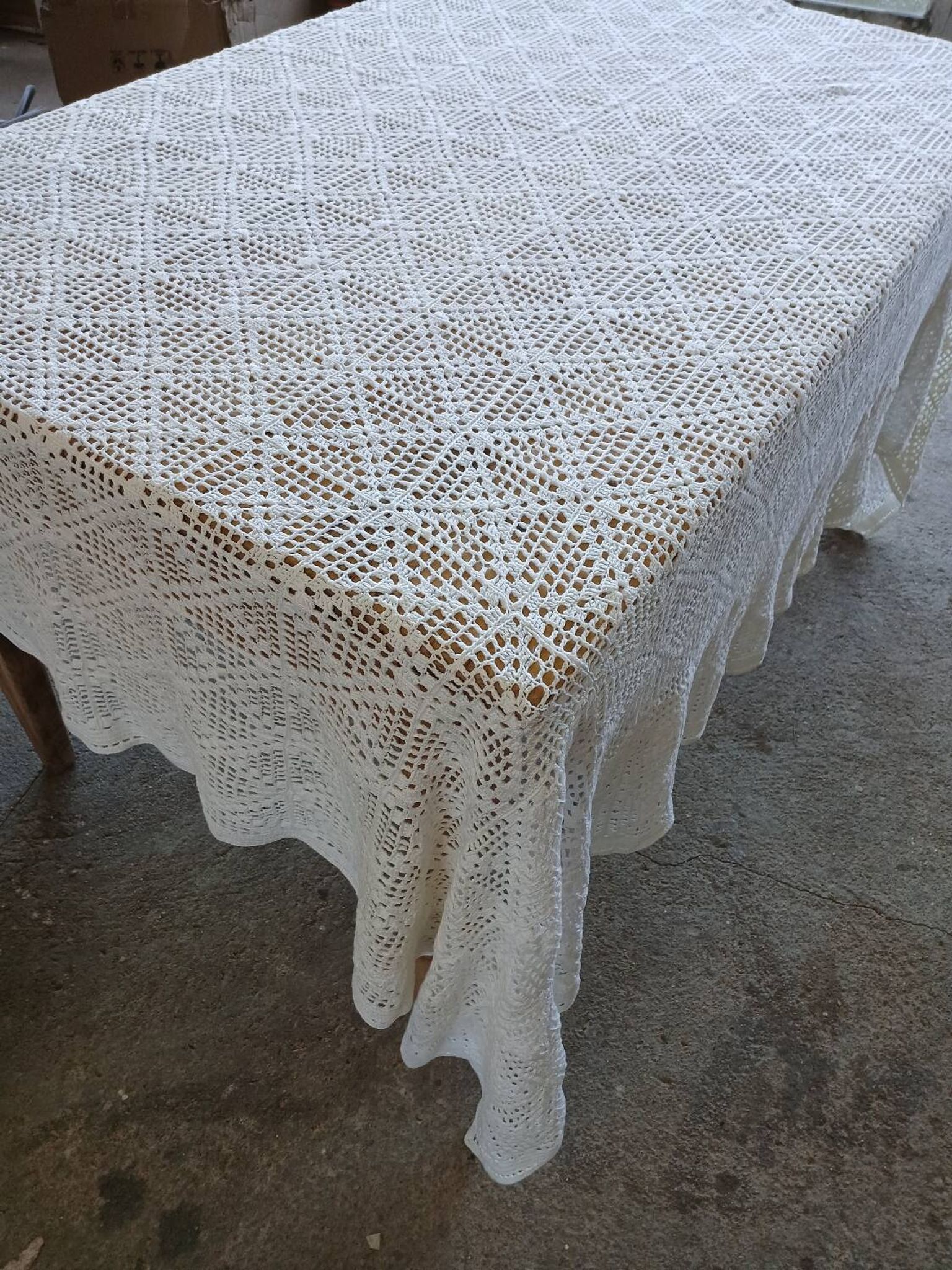 Dessus de lit ancien en crochet fait main