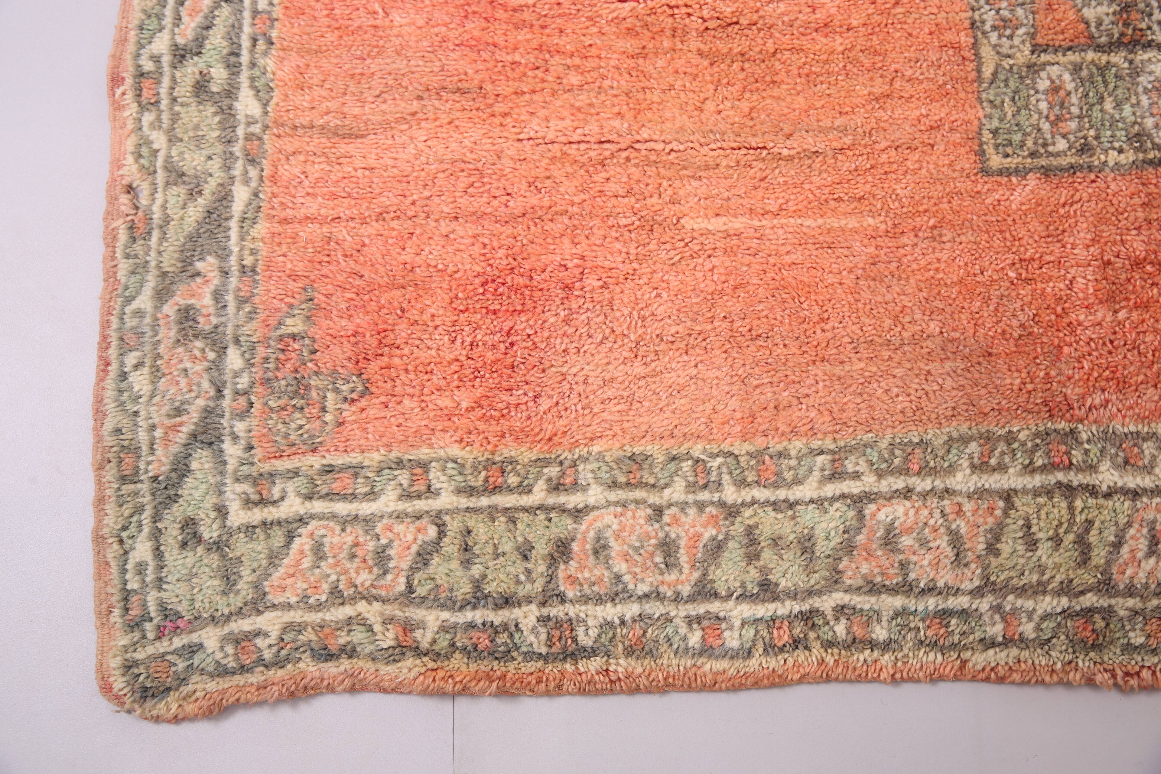 Vintage Handmade Moroccan Rug 213 x 363 cm - Peach Moroccan Rug Berber