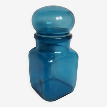 Flacon bocal en verre bleu turquoise