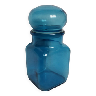 Flacon bocal en verre bleu turquoise
