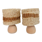 Vintage table lamps wood and wool, France 60s