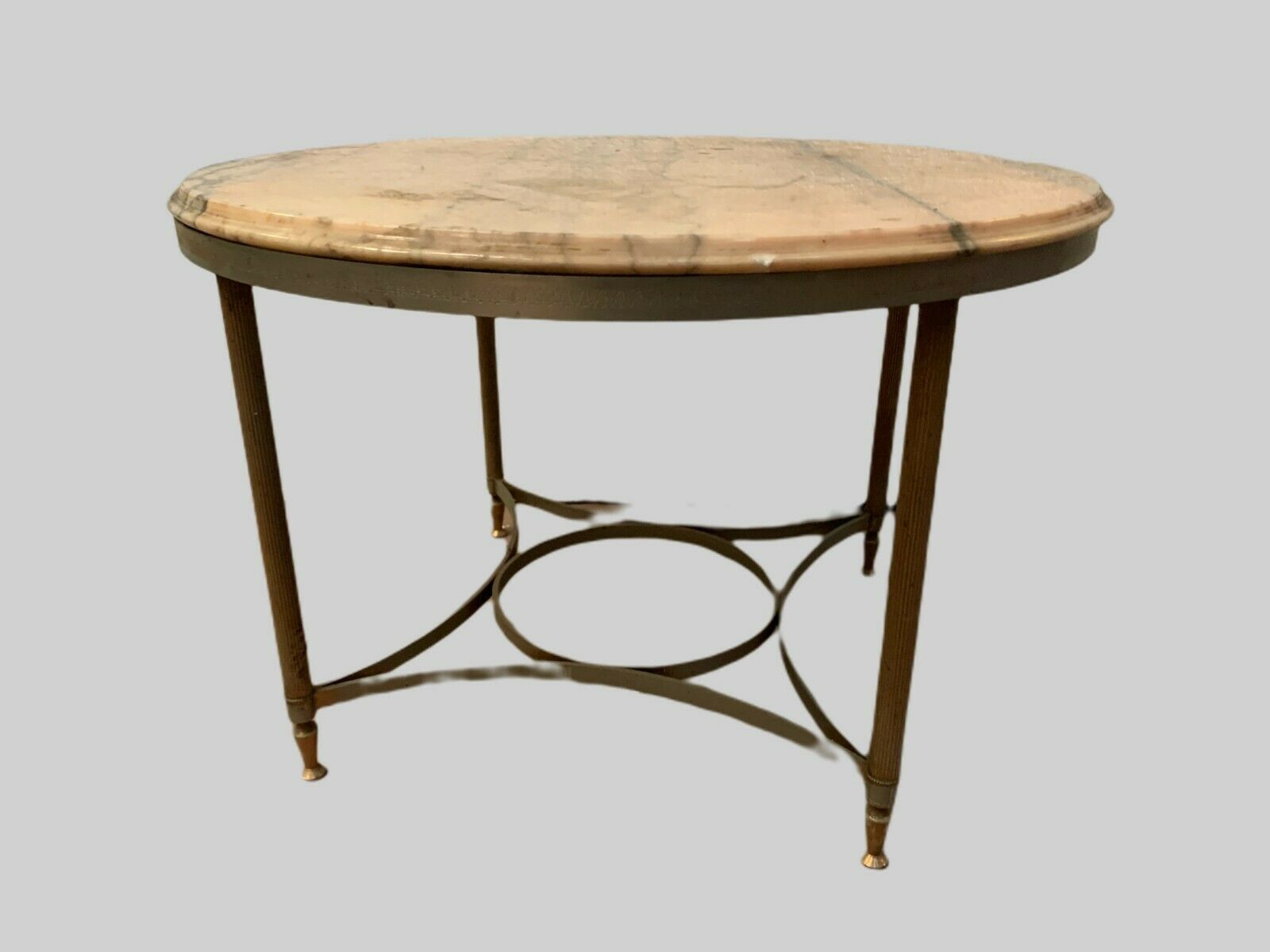 Louis XVI style pedestal table in brass and marble XX century