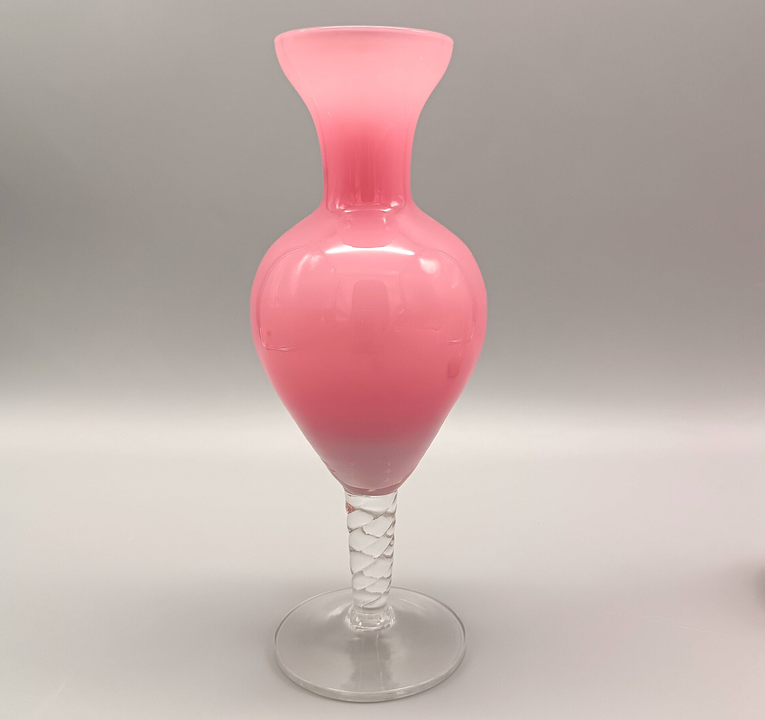 Pair of vintage milk glass vases, 1960-70, retro chic