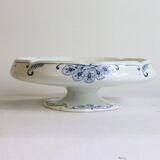 Flat on piedouche, compotier, iron earth, Onnaing earthenware, Palma model, 1890