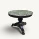 Empire dining table in blackened wood and grey marble, 19th century.