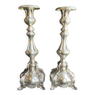 Pair of sterling silver candle holders - Hazorfim model Ben Yehuda Candle Legacy (S)