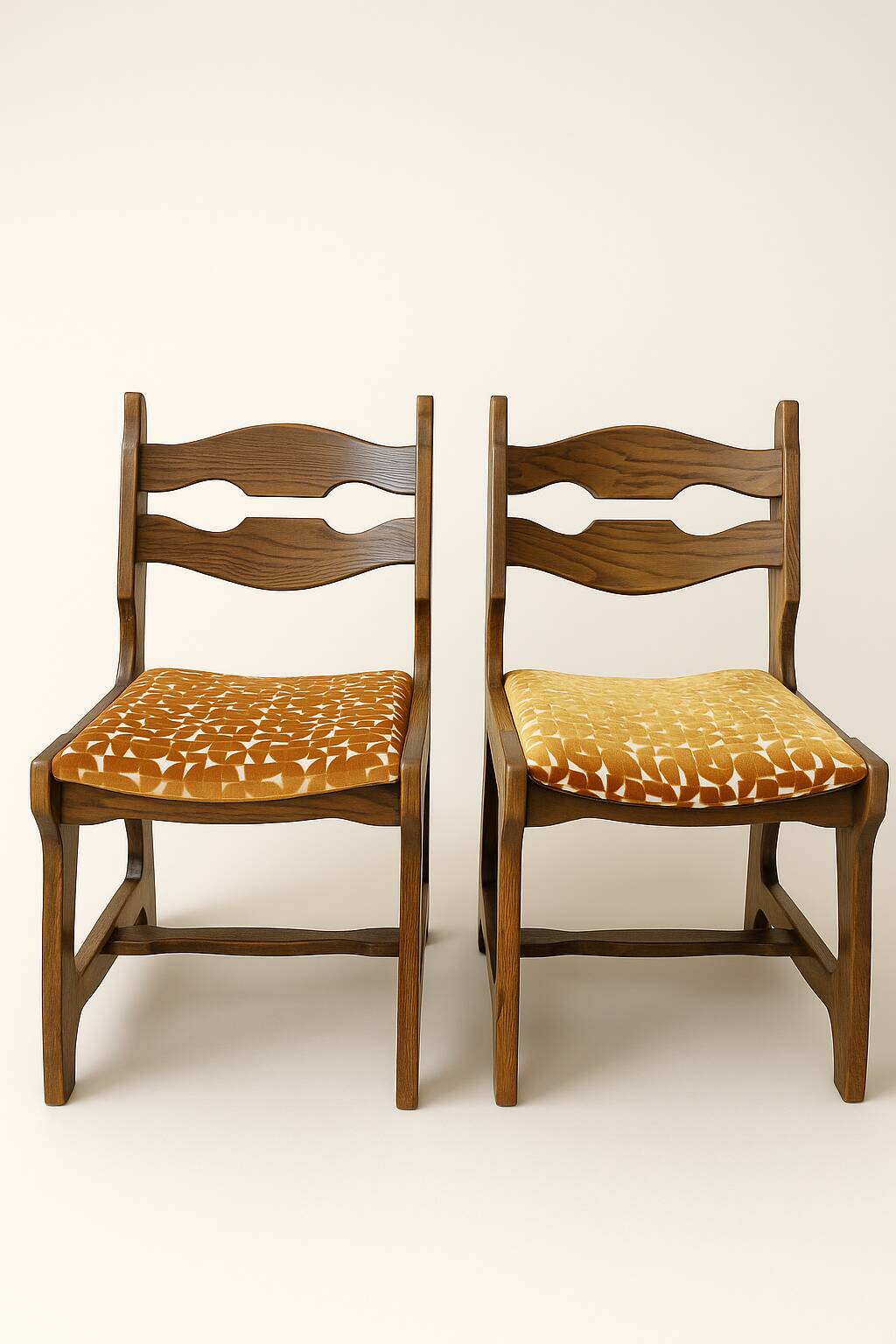 6 Guillerme et Chambron upholstered chairs. Lorraine model