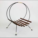 portariviste vintage legno metallo ed inserti in ottone