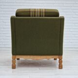 1970s, Danish design, lounge chair in green furniture wool, oak wood
