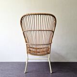 Rattan high back chair with white frame for Rohé Noordwolde, The Netherlands 1960's