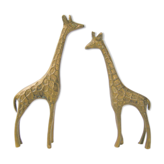 Pair giraffes vintage 1970 brass
