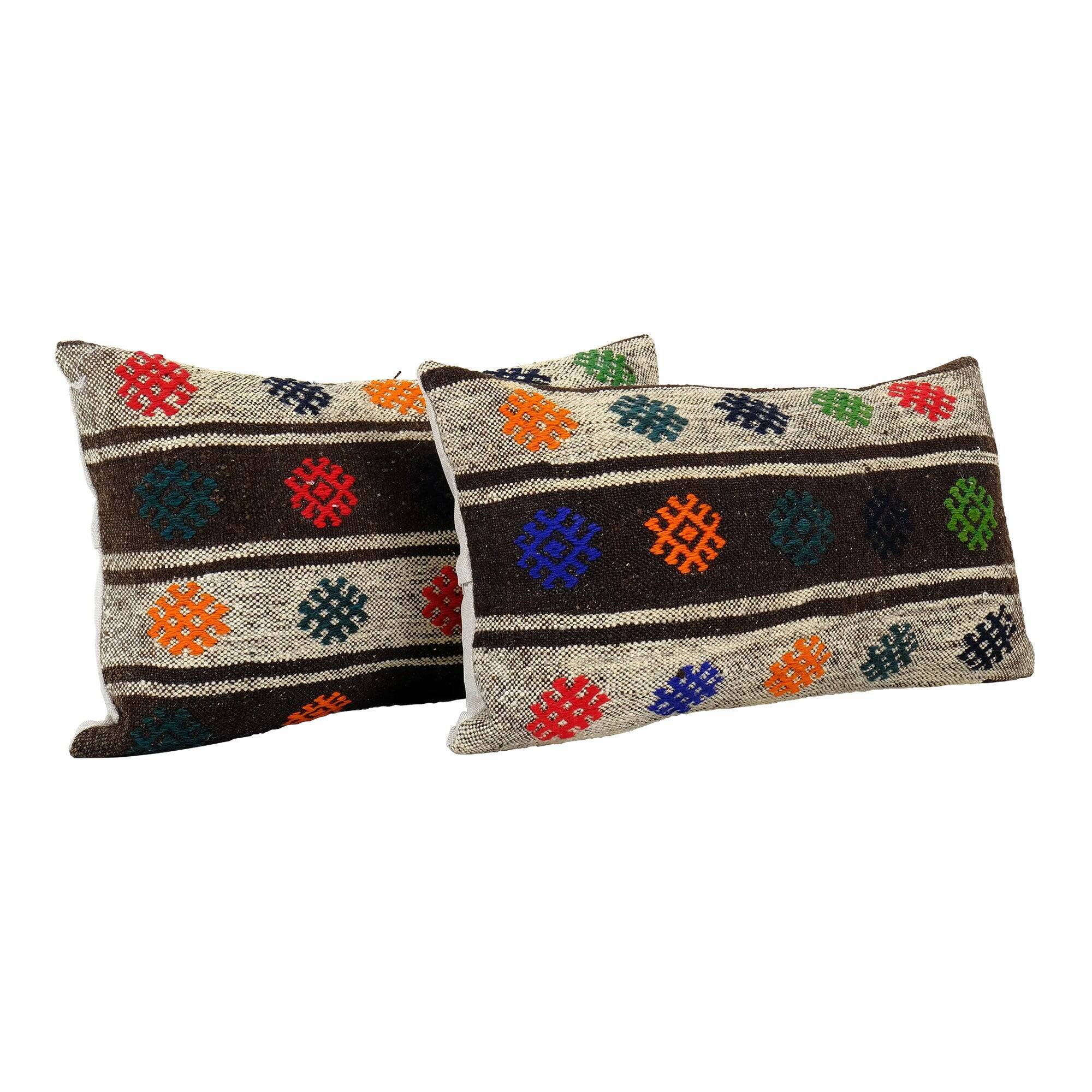 Set of 2 vintage kilim cushion covers 30x61 cm