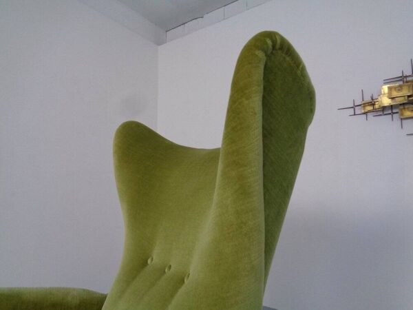 Italian Mohair Wingback Chair, 1950s