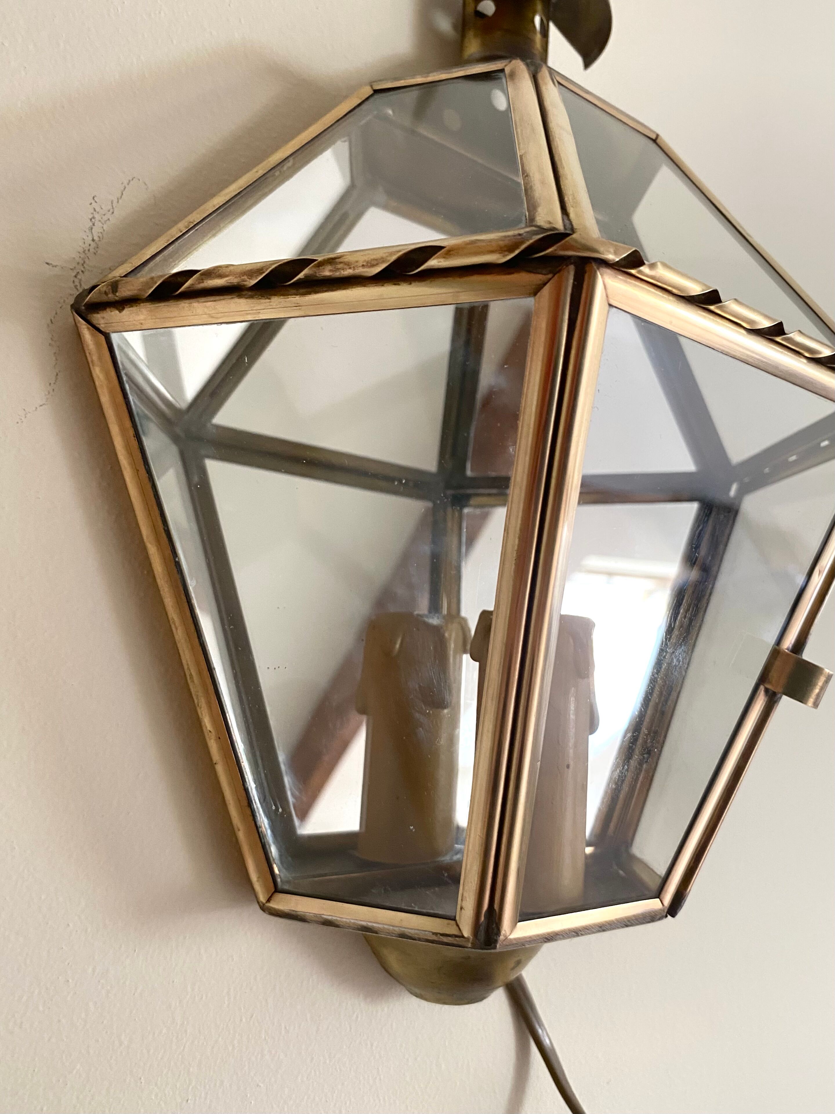 Mirror wall lamp, brass 50s