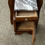 Art Deco bedside table in oak and marble