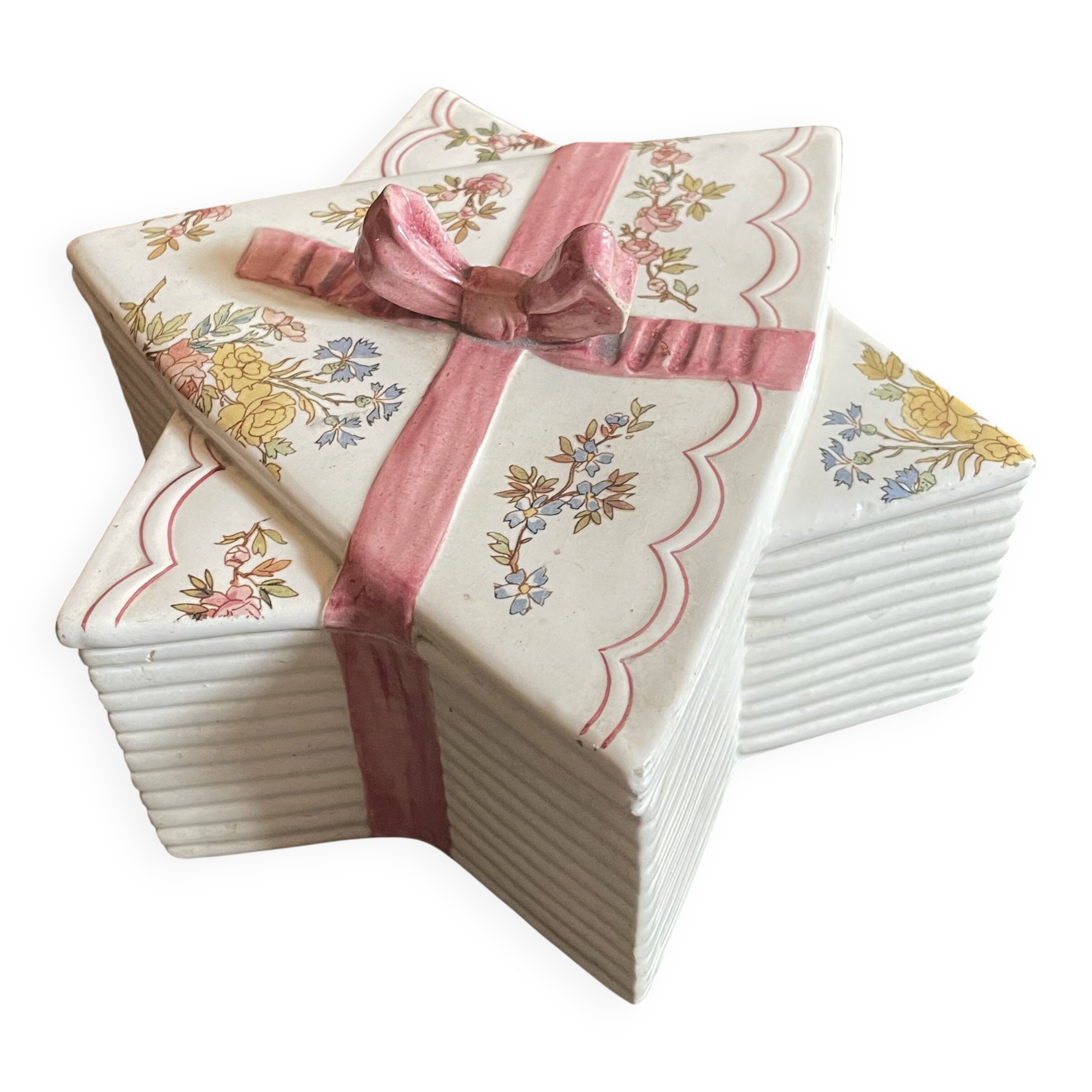 star bonbonnière Sarreguemines U&C – Louis XV model – ribbon trompe-l'œil