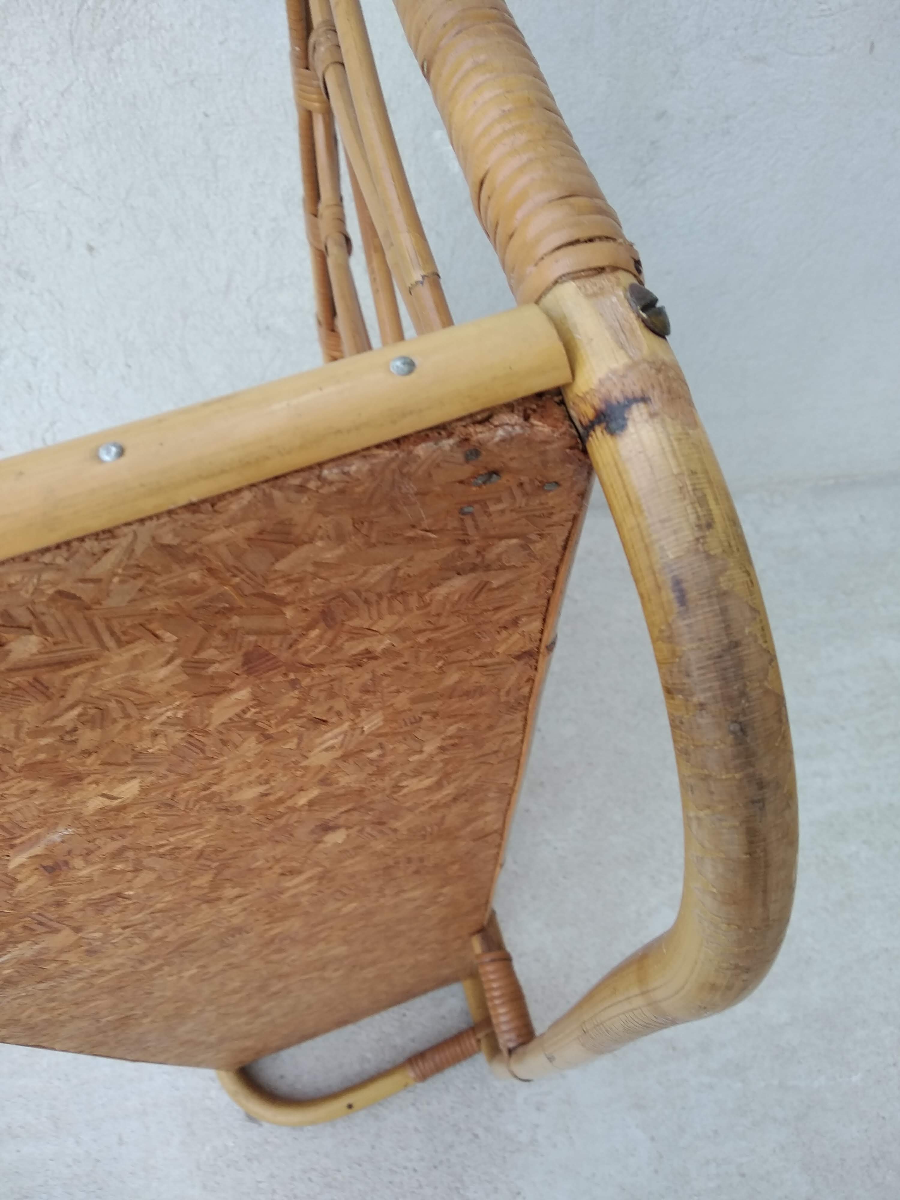 Vintage rattan wall shelf 60s