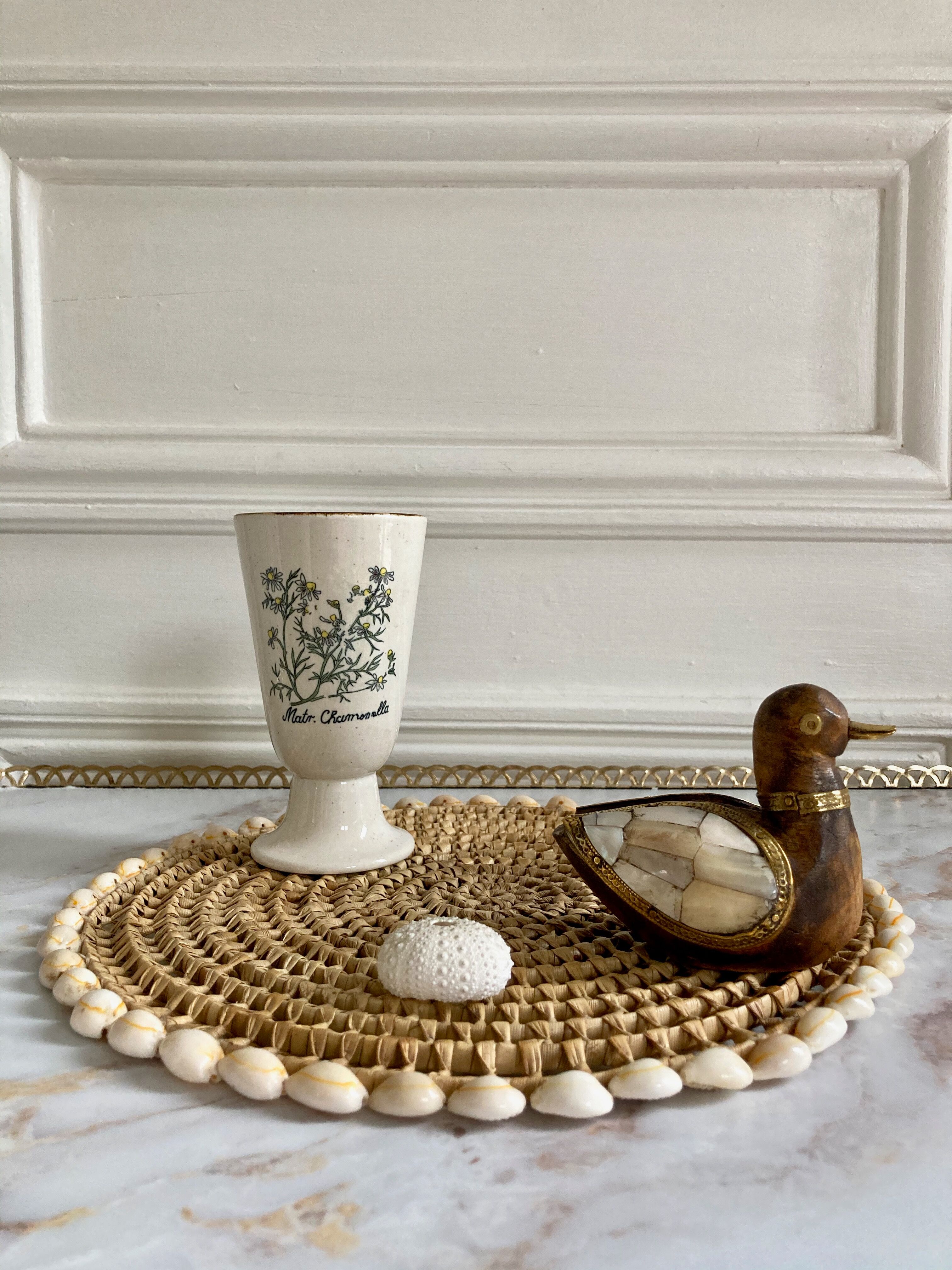 Paire de mazagrans tasses herbier