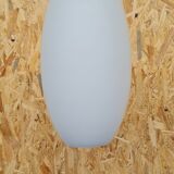 Oval pendant light in white opaline 1960