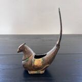 Zoomorphic ashtray in patinated bronze