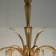 Venetian chandelier in beige/gray murano glass bordered with a red net