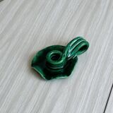 Antique green enamelled ceramic candle holder
