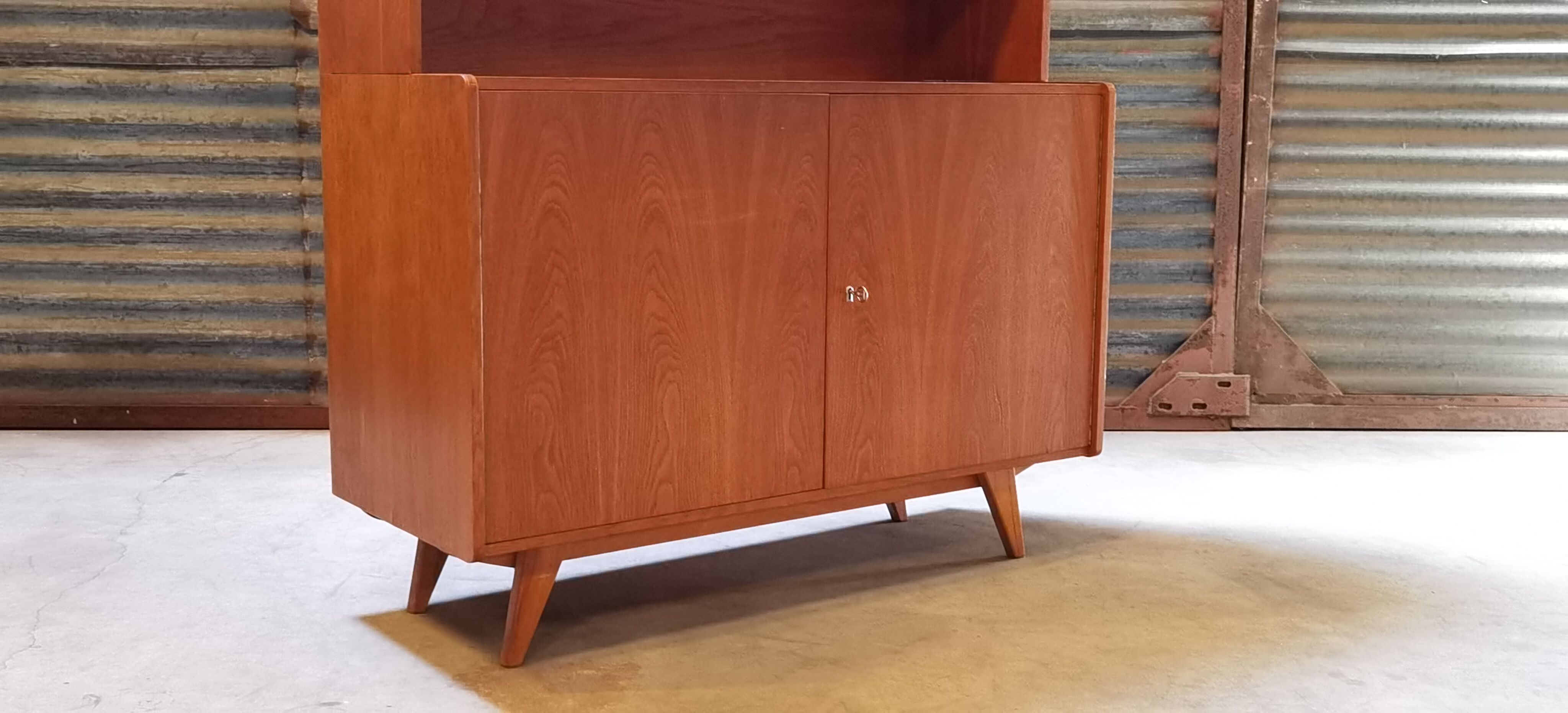 High buffet Biblitheque compass feet U 450 by Jiri Jiroutek for Interier Praha 1960