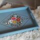 Hand-painted blue wooden tray
