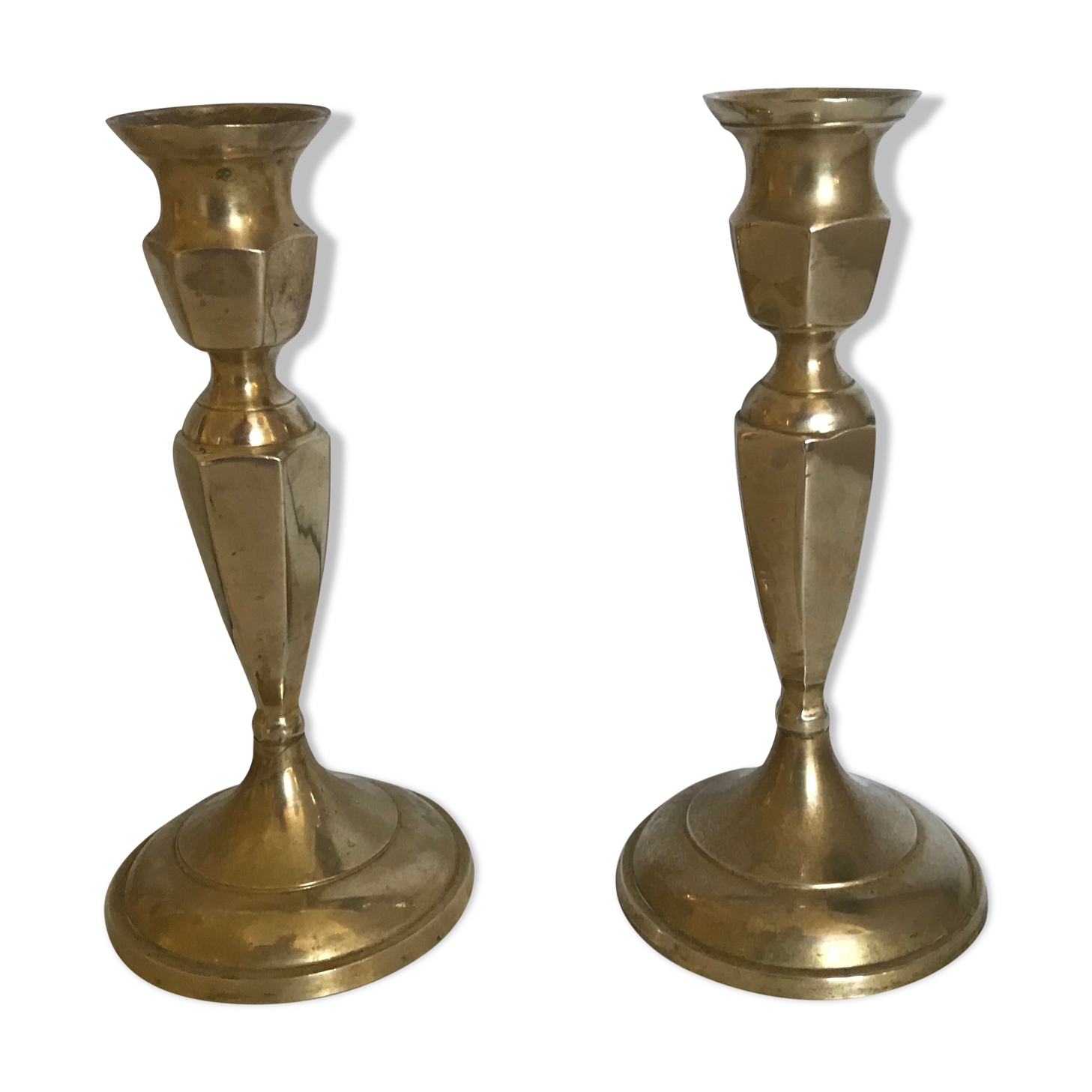 Pair of brass candle holders