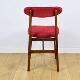 Vintage Hałas upholstered chair in raspberry strawberry vintage colour