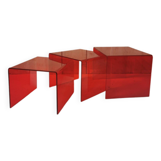 Red plexiglass nesting tables