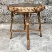 Guerdon vintage children's coffee table in rattan wit old rattan wicker bohemian 1950
