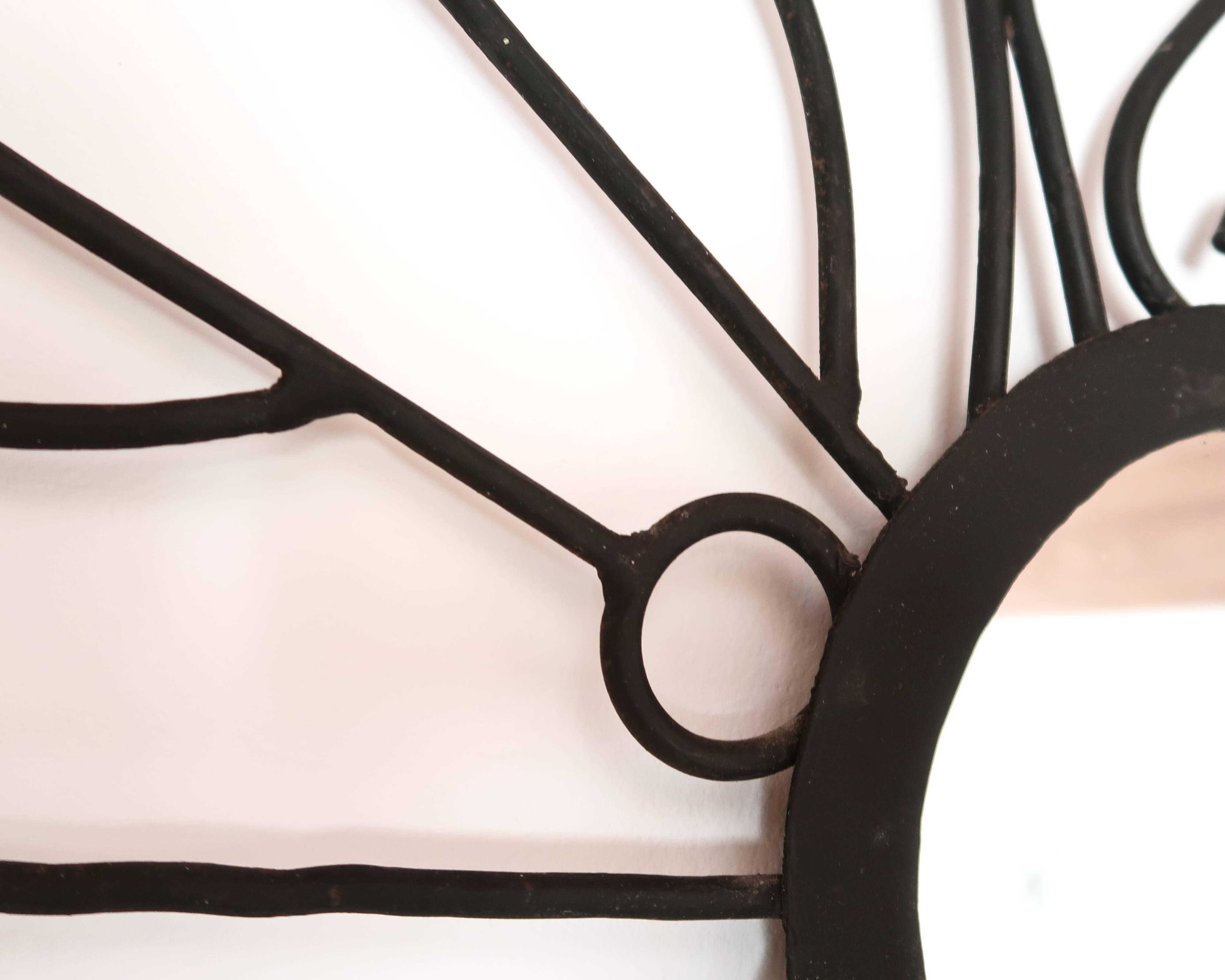 Large black metal sun mirror, 1970s