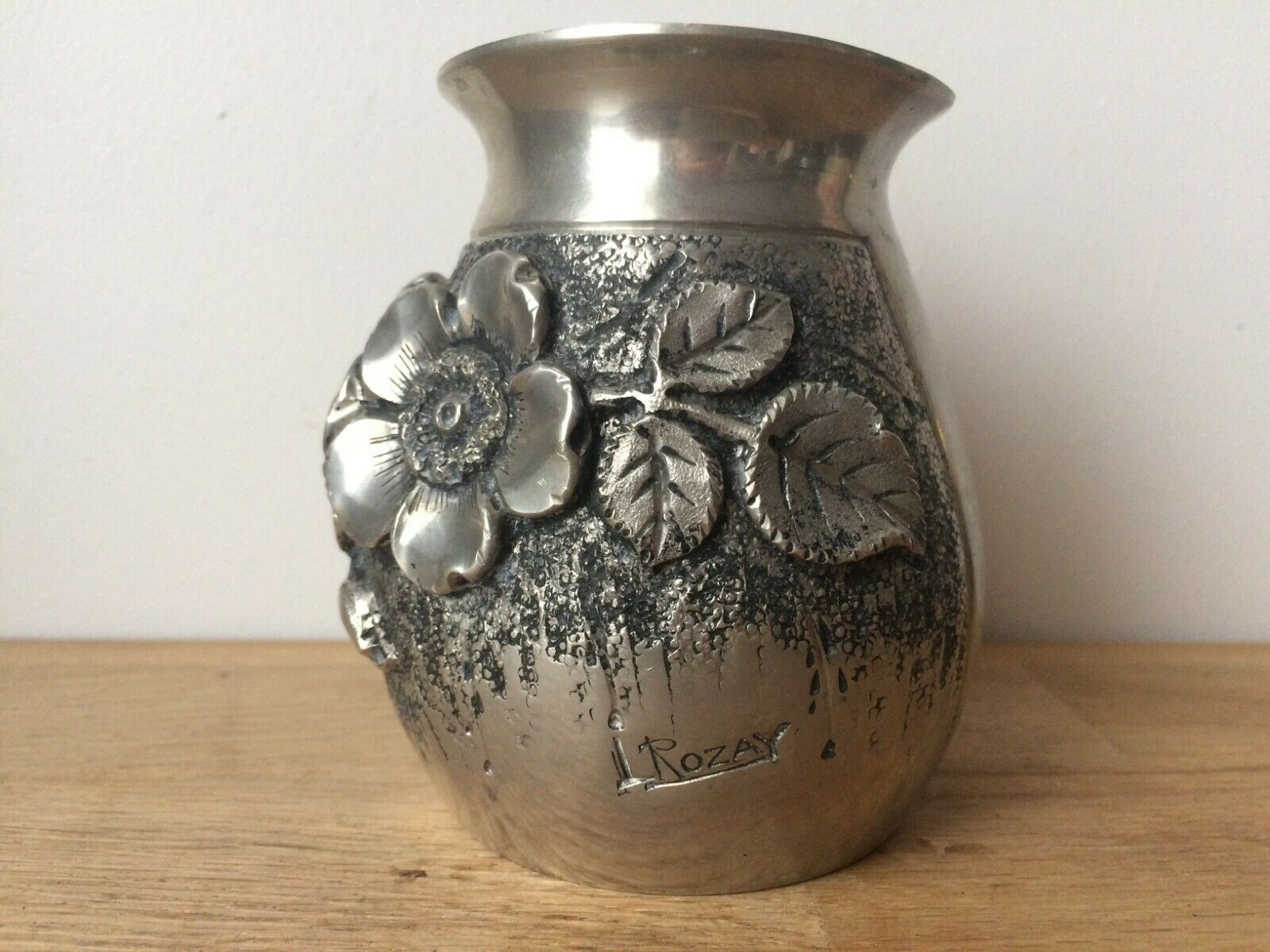 Tin vase signed L Rozay