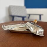 Beurrier vintage en métal argenté avec noisette doré