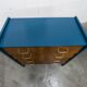 Atypical 1960s Scandinavian chest of drawers in blue Ainhoa Satiné with 4 drawers.