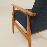 Scandinavian armchair in navy blue bouclé design by H. Lis