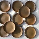 11 Dessert plates Brenne, speckled with caramel