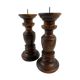 2 wooden candlesticks on 20cm feet