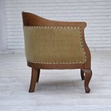 1960s, Danish side/children's armchair, light green furniture velour, oak w