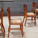 Set of 6 chairs straw wood reconstruction