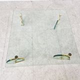 Glass coffee table with wheels, 1980s